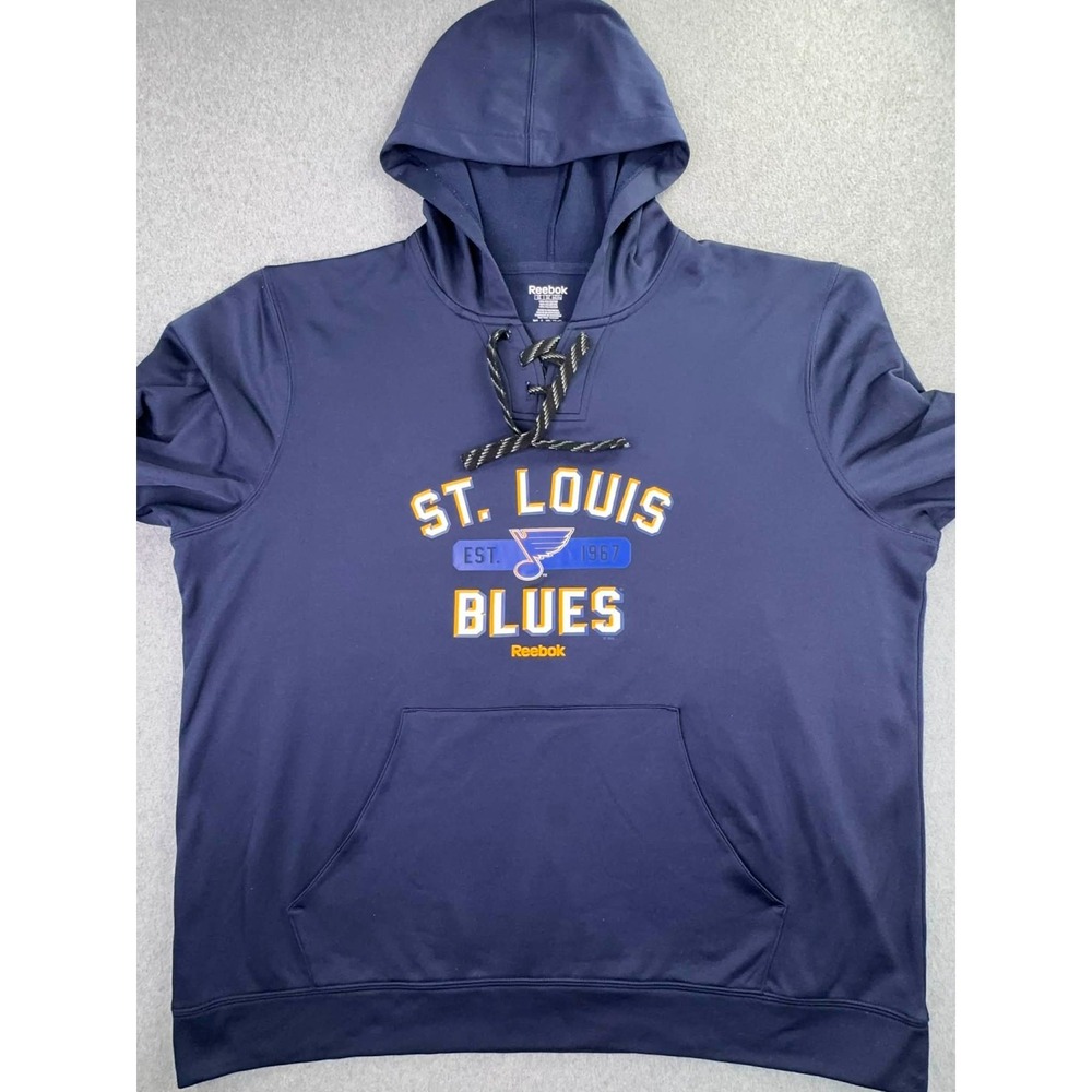 St. Louis Blues x Reebok Hoodie‎ Men's 2XL Jersey Crest Lace Up Hockey Pullover